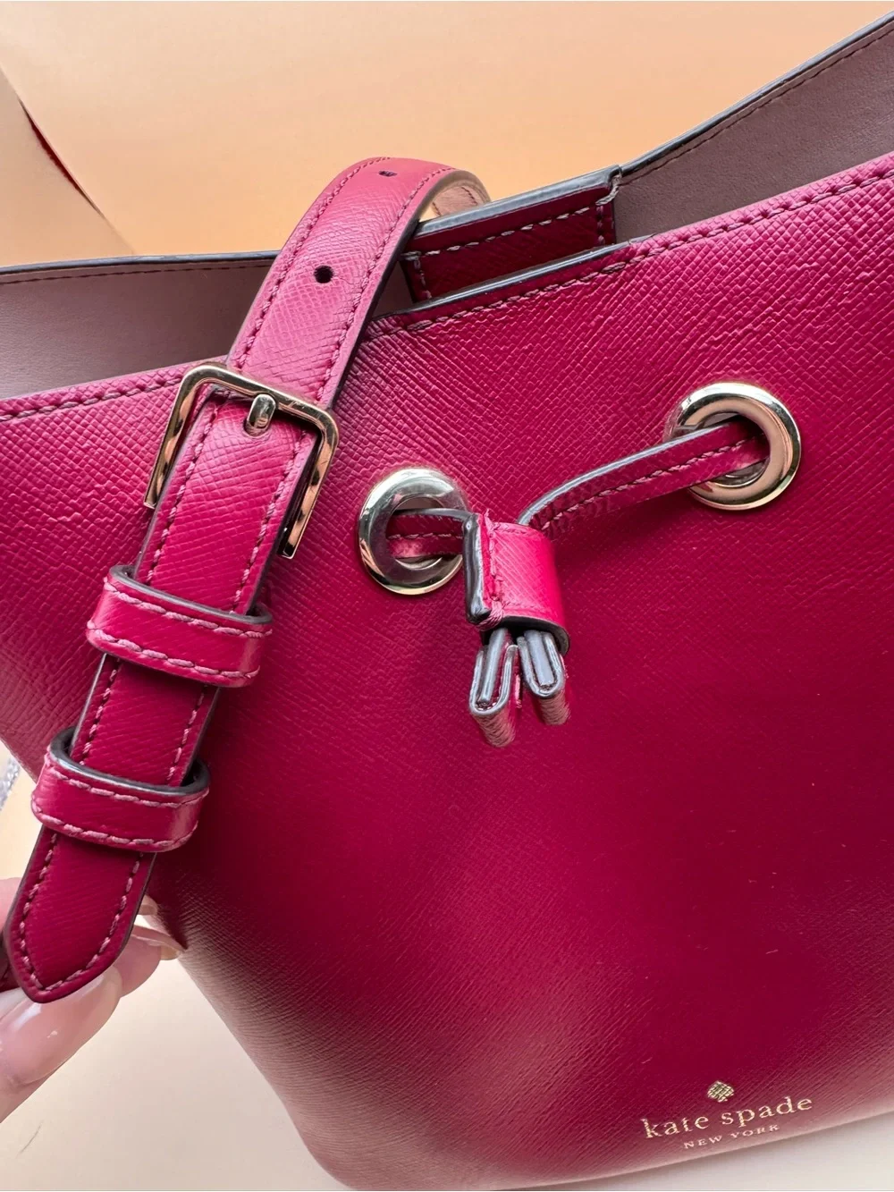 kate spade Magenta Leather Bucket Crossbody